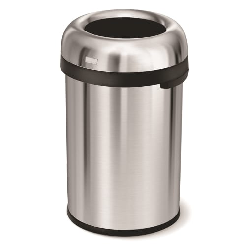 Simplehuman Bullet de 30 galones Bote de basura comercial abierto, acero inoxidable cepillado